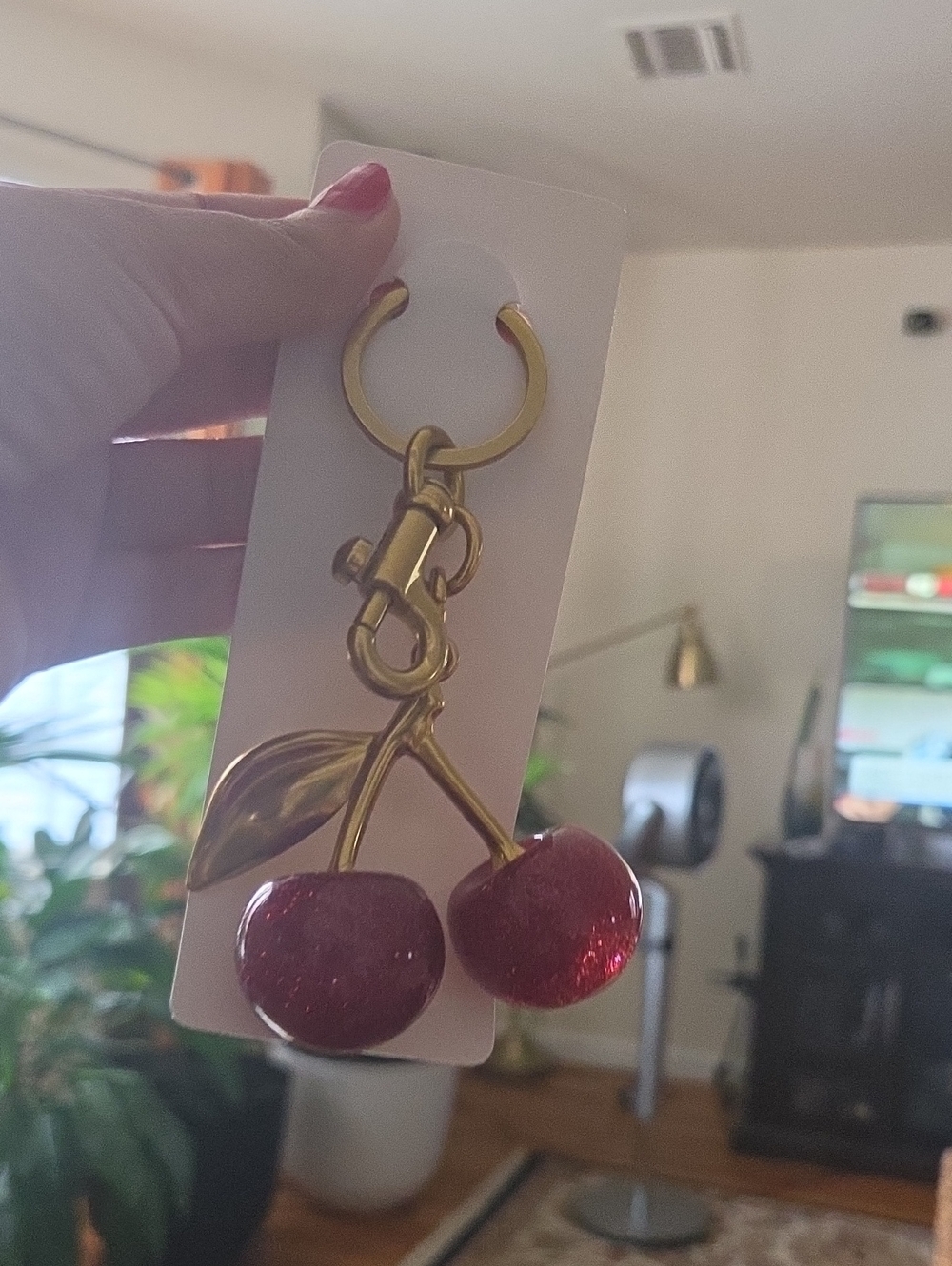 Cherry Keychain in Red & Gold NWT